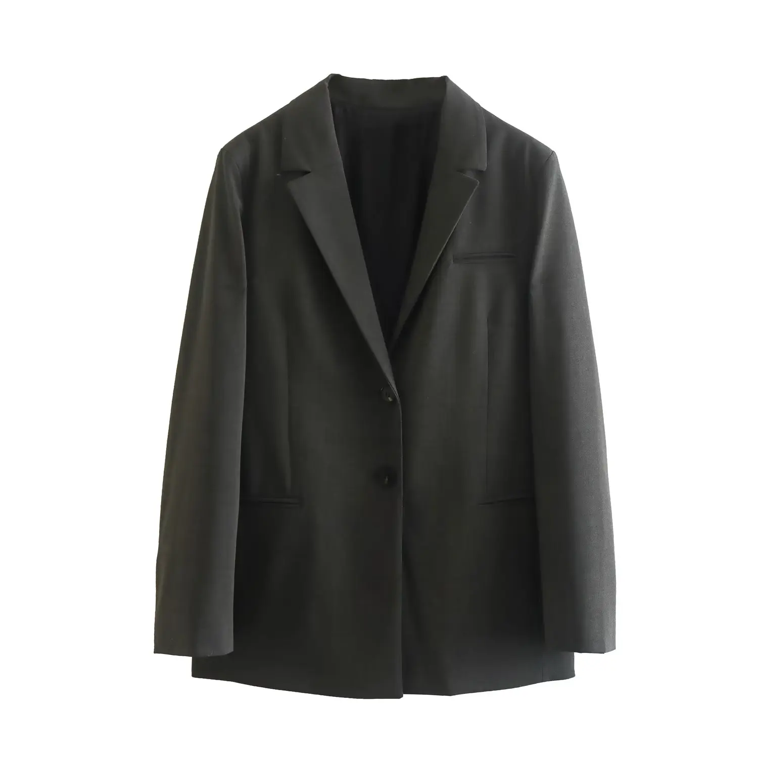 

PB&ZA autumn and winter new women's fashion commuter gray neutral wind loose straight breasted suit jacket 1255/836