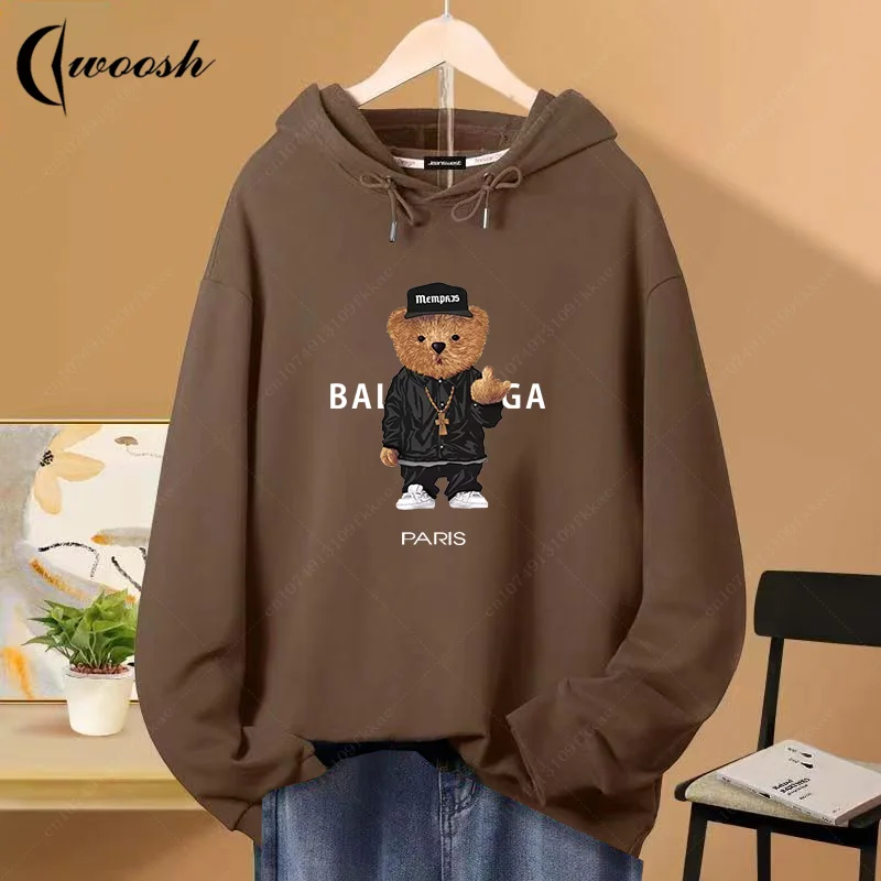 

Роскошный брендовый Мужской пуловер, толстовки, свитшоты с забавным медведем, уличная одежда с рисунком животных, повседневная одежда с капюшоном, свитер