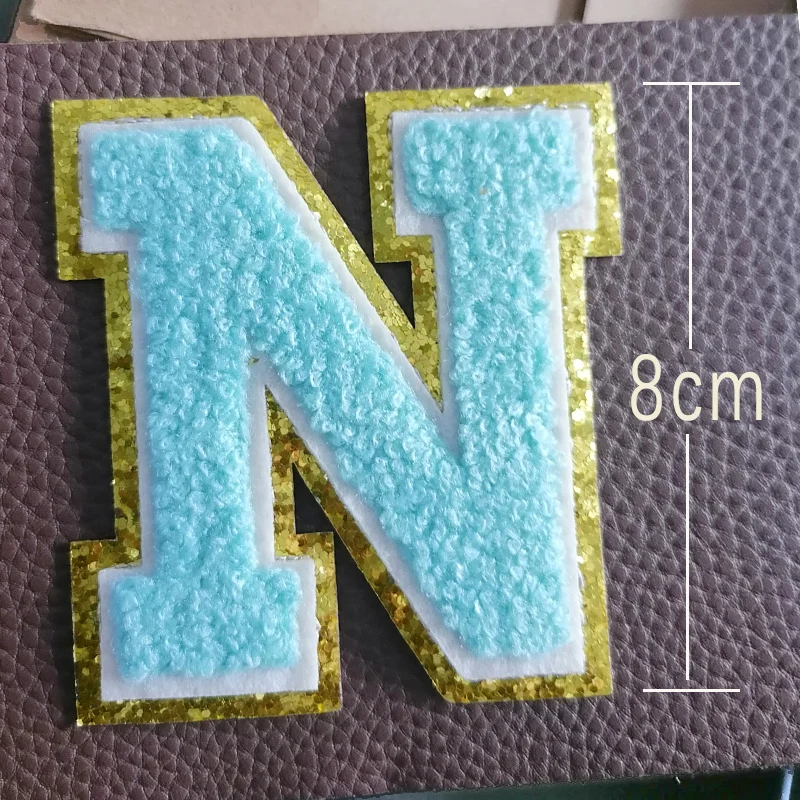 Большая 8 см английская нашивка для утюга мятно-синяя синельная башня Вышивка