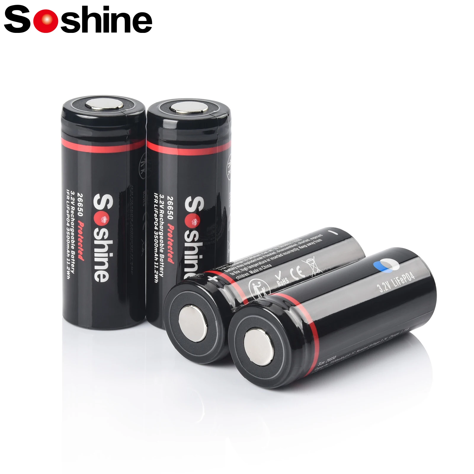 

Soshine 26650 LiFePO4 Battery with Protected 3.2V 3500mAh LiFePO4 Rechargeable Batteries High Quality 3500mAh 26650 Batteryies