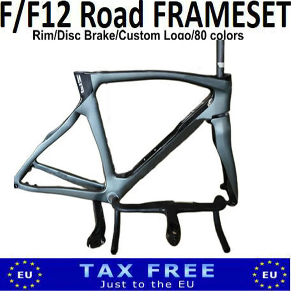 

Custom Logo T1100 1K Sale Gray Black F12 Road Carbon Frame Glossy Matte mix Frameset and Handlebar