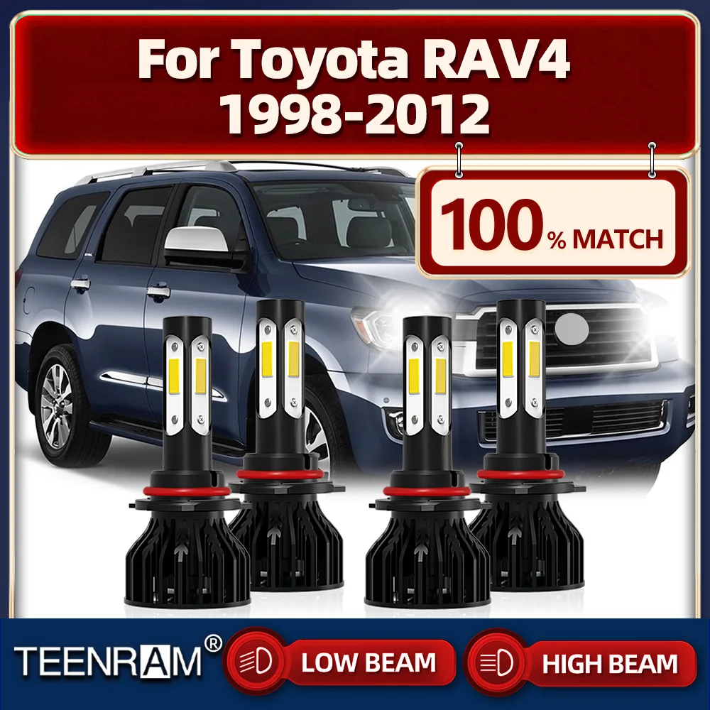 Car LED Headlight Bulb 40000LM Turbo Auto Lights 12V 6000K White For Toyota RAV4 1998-2005 2006 2007 2008 2009 2010 2011 2012