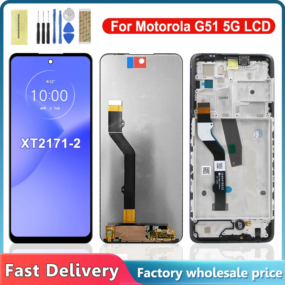 6 8 &quotдля Motorola Moto G51 5G ЖК-дисплей XT2171-2 XT2171-1 сенсорный экран дисплея с рамкой замена