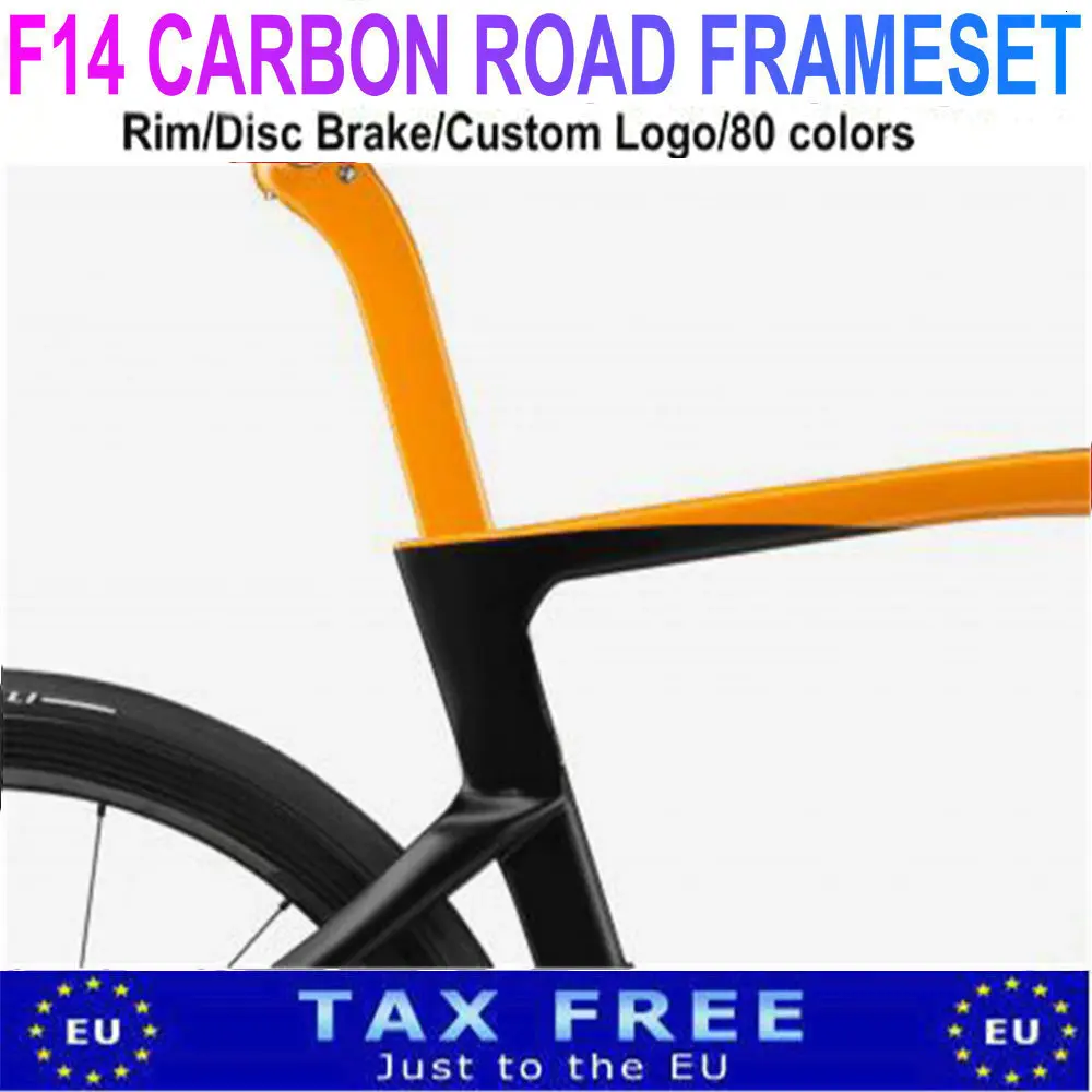 

2023 T1100 1K F14 Road Carbon Bike Frame Electro Orange Bicycle Frameset Fork Seatpost Headset Clamp 60 Colors
