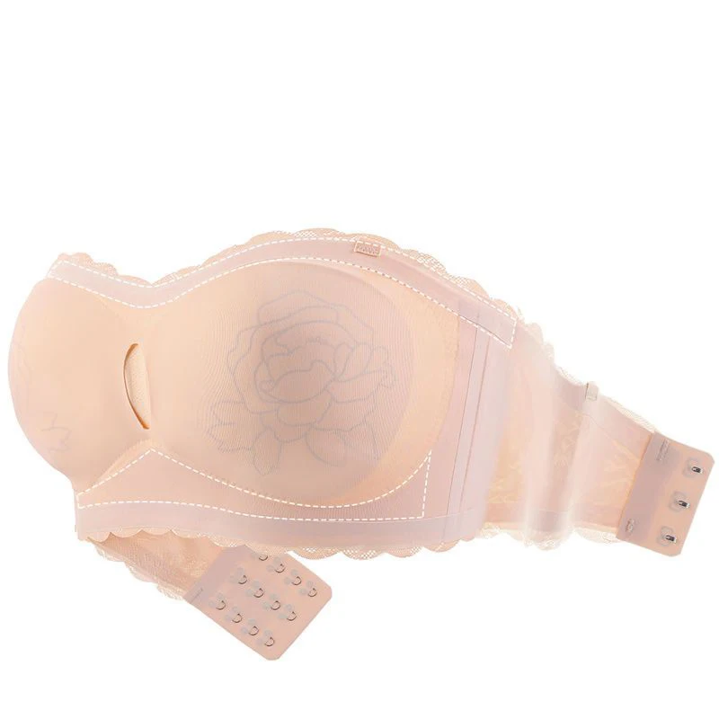 Strapless Bra Large Size Thin Section Gather Lace Non-Slip Bras Invisible Bra Lift Push Up  Beautiful Back Women's Underwear