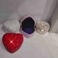 led light set rhinestone heart jewelry box engagement wedding ring necklace exquisite packaging box