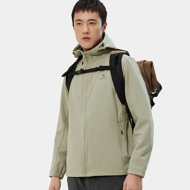 Фото Походная куртка Goldencamel с мягкой оболочкой, мужские куртки с бархатной подкладкой, осень 2022, водонепроницаемая Мужская ветровка, теплая курт... №3