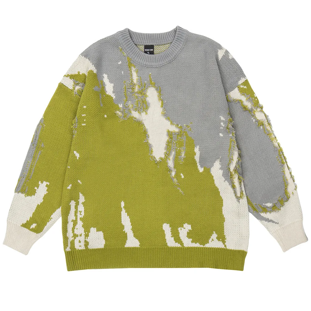 2023 New Autumn Winter Casual Sweater Loose Harajuku Style Round Neck Long Sleeve Mens Fashion Pullovers Trendy Knitted Sweaters