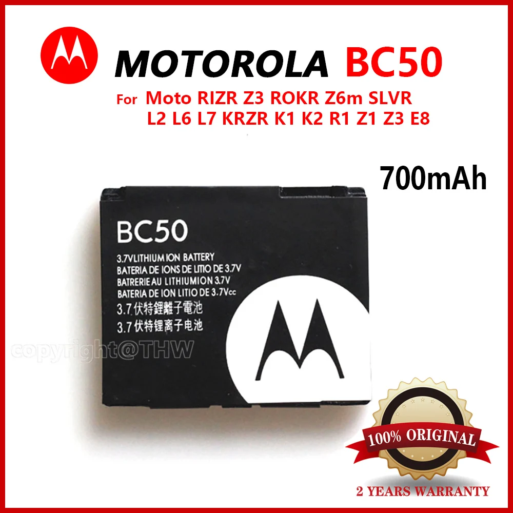 

Original Motorola VICS BC50 Battery For MOTO Z3 ROKR Z6m SLVR L2 L6 L7 KRZR K1 K2 R1 Z1 Z3 E8 C257 C261 E690 EM35 W220M Battery