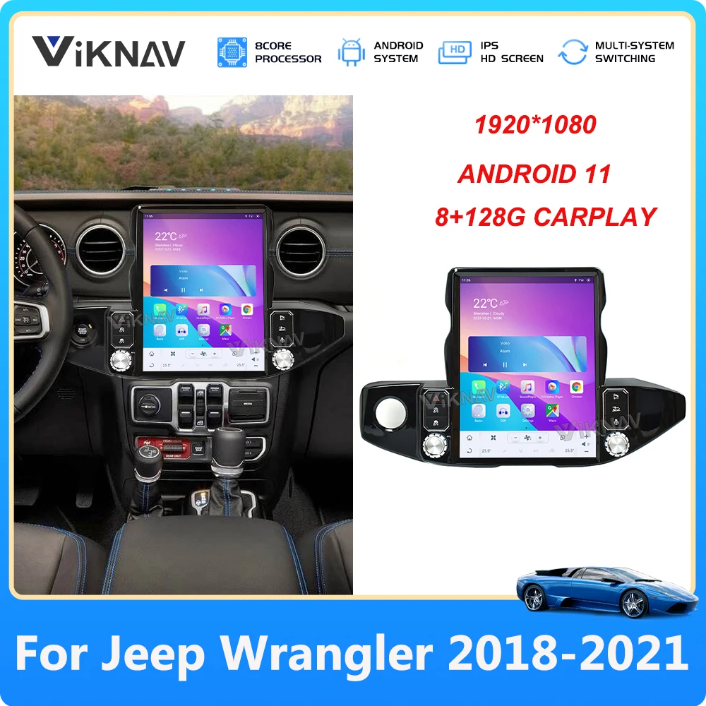 

Автомагнитола для Jeep Wrangler 2018-2021, Android 11, 13,6 дюйма, Qualcomm, автомобильный стерео мультимедийный плеер, GPS-навигация, сенсорный экран