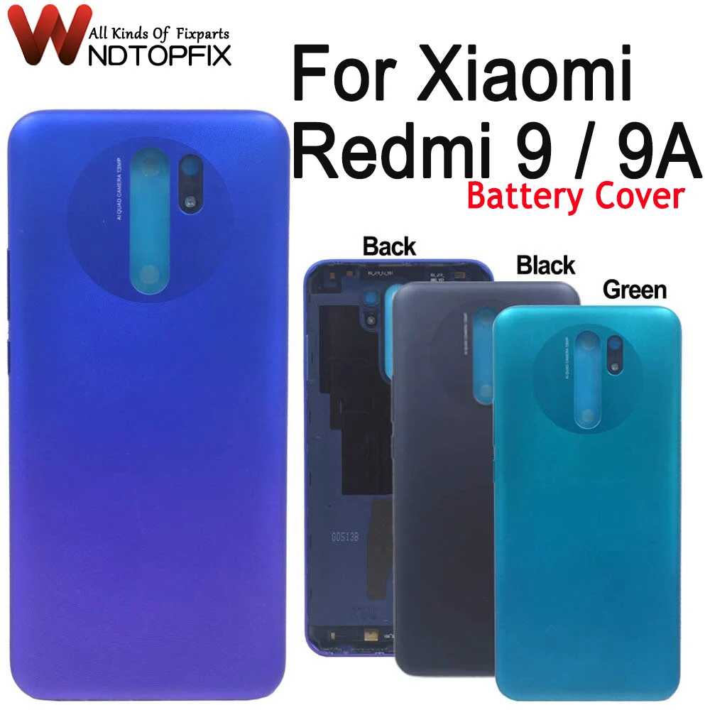 

Высококачественная Крышка батарейного отсека для Xiaomi Redmi 9 9A, задняя крышка корпуса для Redmi 9, заднее стекло для Redmi 9A, задняя крышка