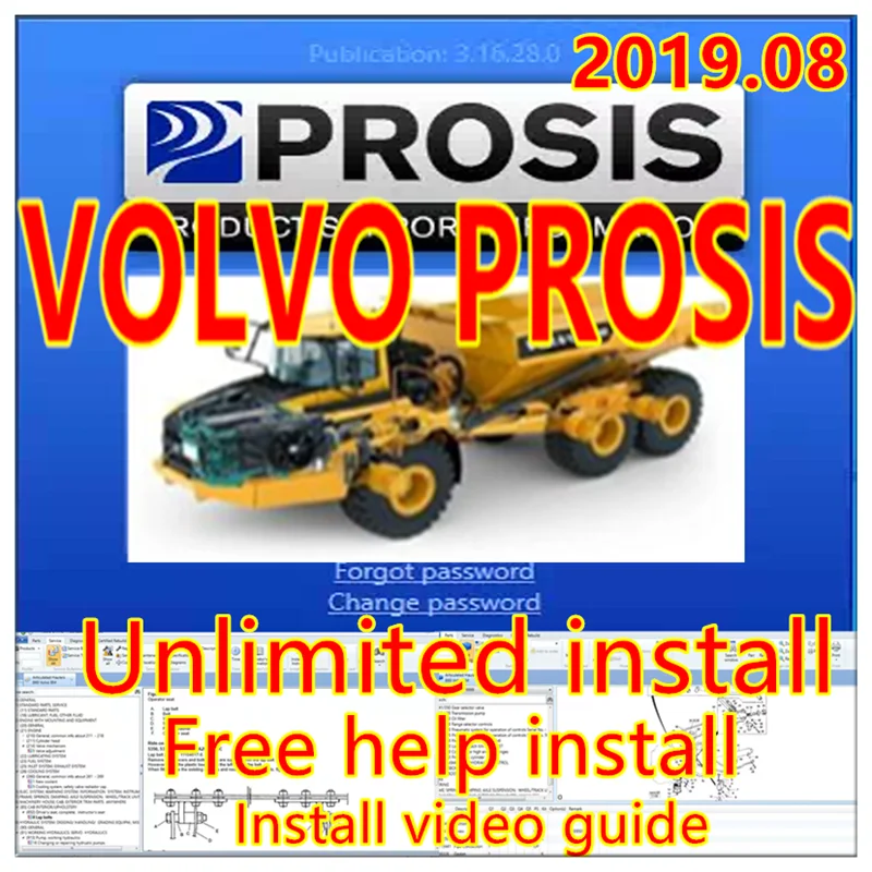 Новинка 2019,08, Volvo Prosis, автономный каталог электронных запчастей и руководство по ремонту для Volvo, строительное оборудование, неограниченная установка