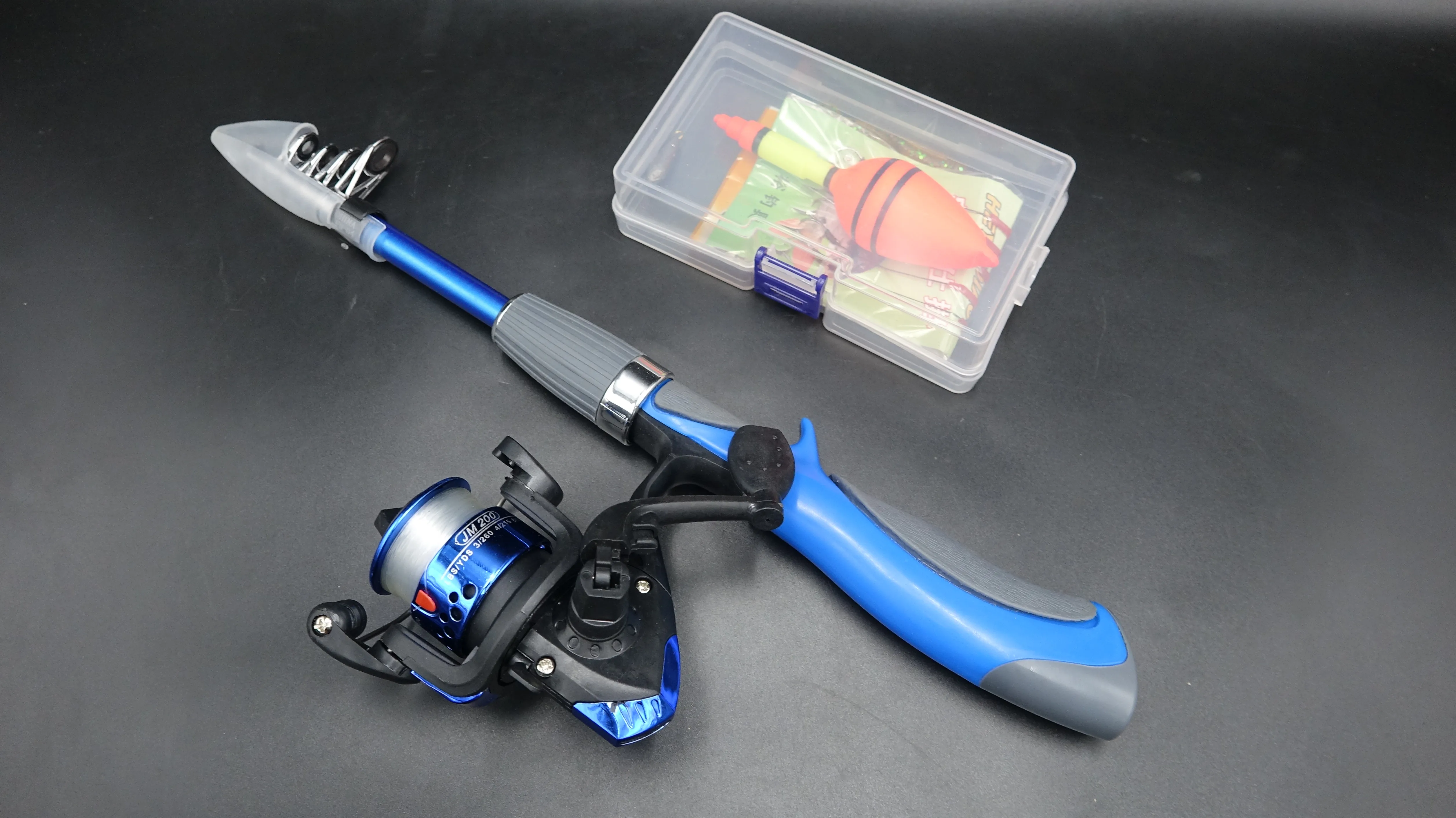 Мини удочка эргономичная, телескопическая с катушкой, Большой комплект, 130 см