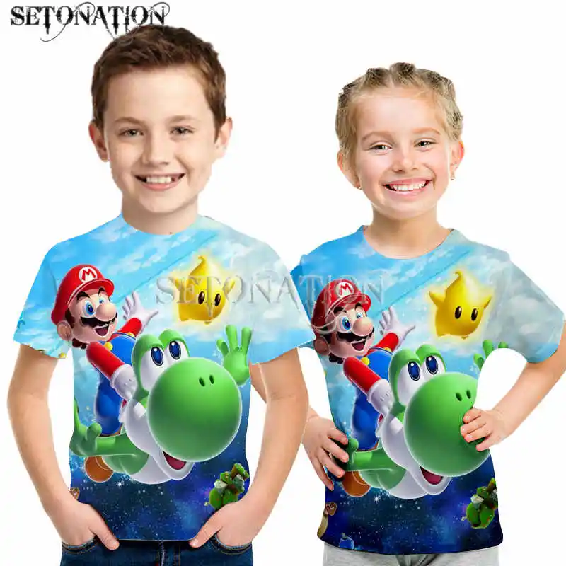 

Kawaii Super Smash Bros Yoshi boys girl kid's 3D Print T-shirt O-neck Shirt Sleeve kids Clothes Casual birthdayTops