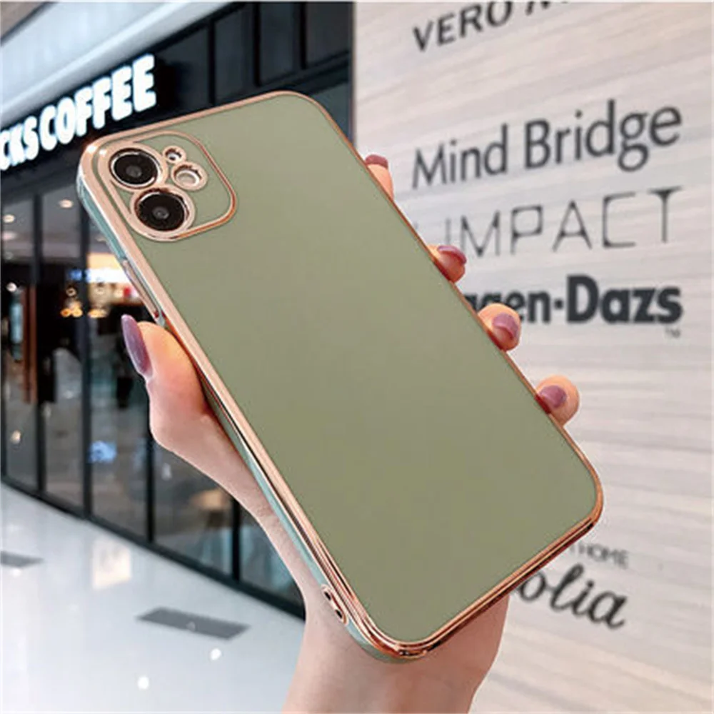 

Soft Shockproof Electroplating Phone Case For Iphone 11 12 13 Pro MAX Orange Blue Pink Cover For Coque iphone X XR XS 7 8 Plus