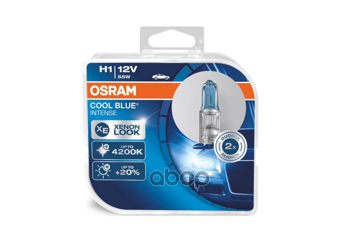 Лампа Osram Cool Blue Intense (12v, 55w) 2штКомп, H1 P14,5s  64150cbi-Hcb Osram арт. 64150CBI-HCB (art.: 3920be00aaa82) - 3920be00aaa82