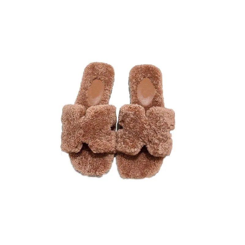 

100% Natural Sheepskin Fur Slippers Fashion Female Winter Slippers Women Warm Indoor Slippers Soft Wool Lady Home Shoes