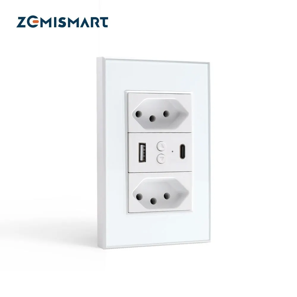 

Zemismart Tuya Zigbee Smart Brazil Socket with USB Port Type-C Two Brazil Outlets Alexa Google Home Smart Life App Control