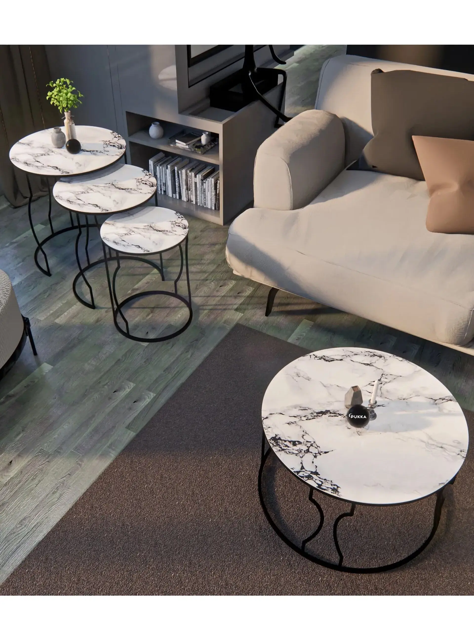 

Набор из 4 кофейных столиков Dream Zigon и Center с черными металлическими ножками и белыми узорами из закаленного ударопрочного стекла современный набор кофейных столиков для отдыха