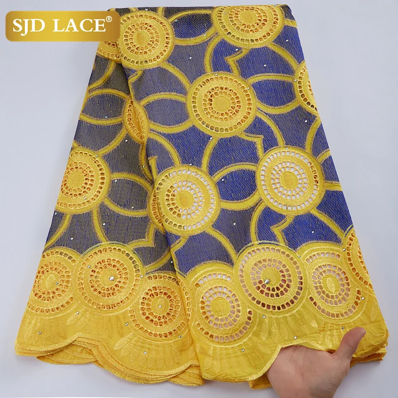 SJD LACE 2021High Quality African Lace Fabric With Holes Cotton Garment Matertial Swiss Voile Lace In Switzerland Dress SewA2854