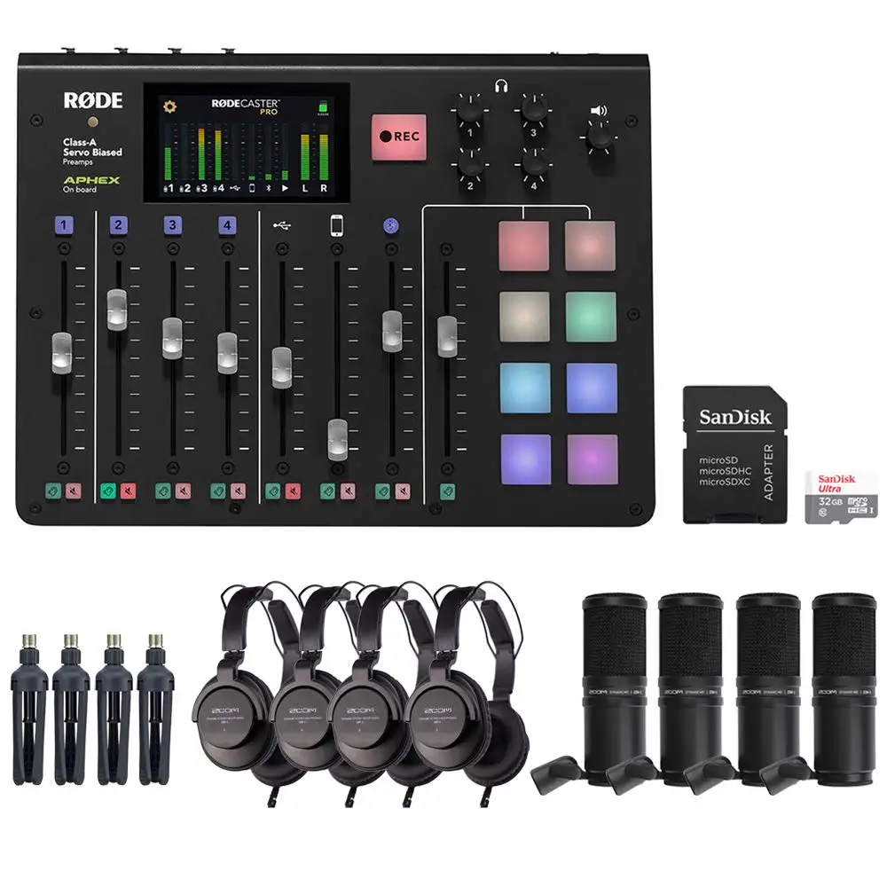 

(Новинка) Rode RODECaster Pro, студийный комплект для производства подкастов с 4-кратным увеличением, микрофон и Карта памяти 32 Гб