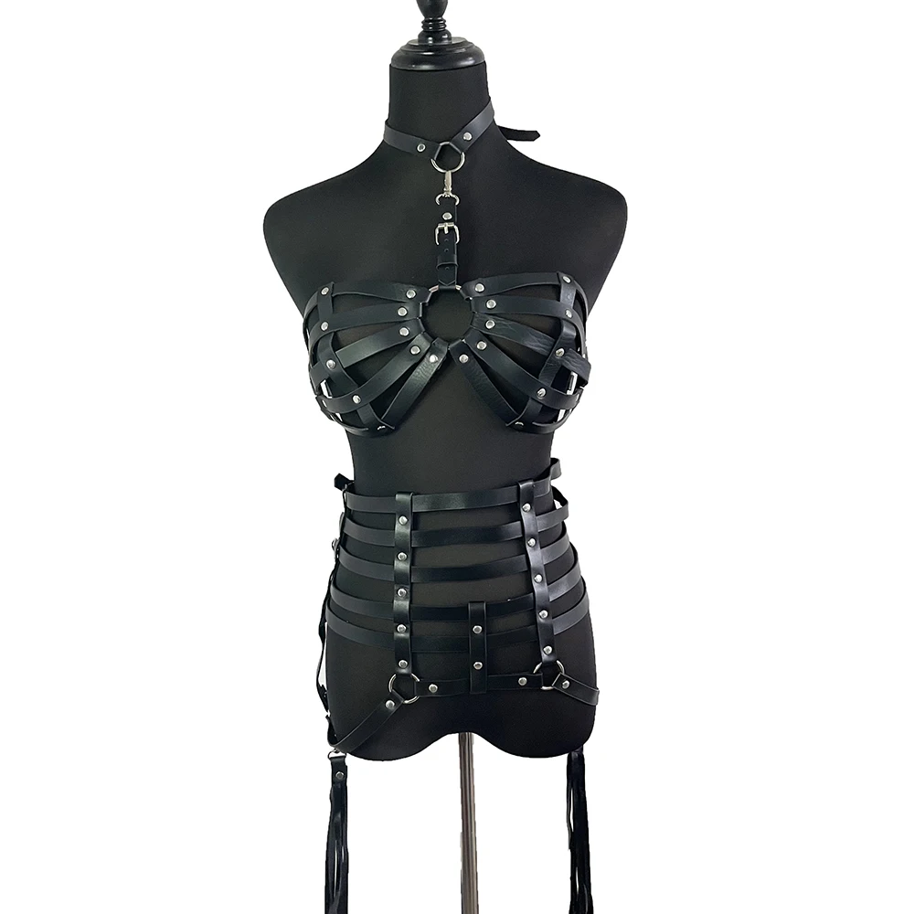New Sexy Full Body Harness Belt Bondage Lingerie Women Punk Adjustable Leather Cage Bra Chest Straps Suspenders Slim Skirt Belt