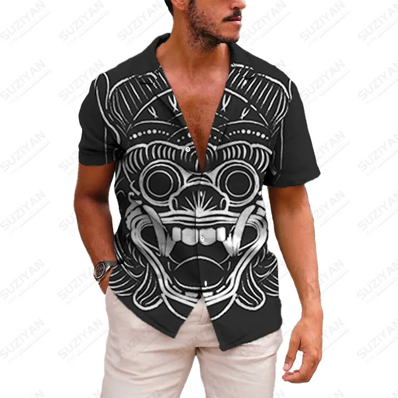 

Мужские Гавайские рубашки с 3D-принтом кокосового дерева, пляжные футболки с коротким рукавом, размеры до 5xl, 2022