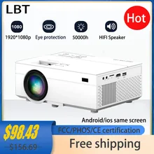 LED HD Portable 220ANSI Wireless Phone Tablet Same Screen Projector with Audio for iPhone Android