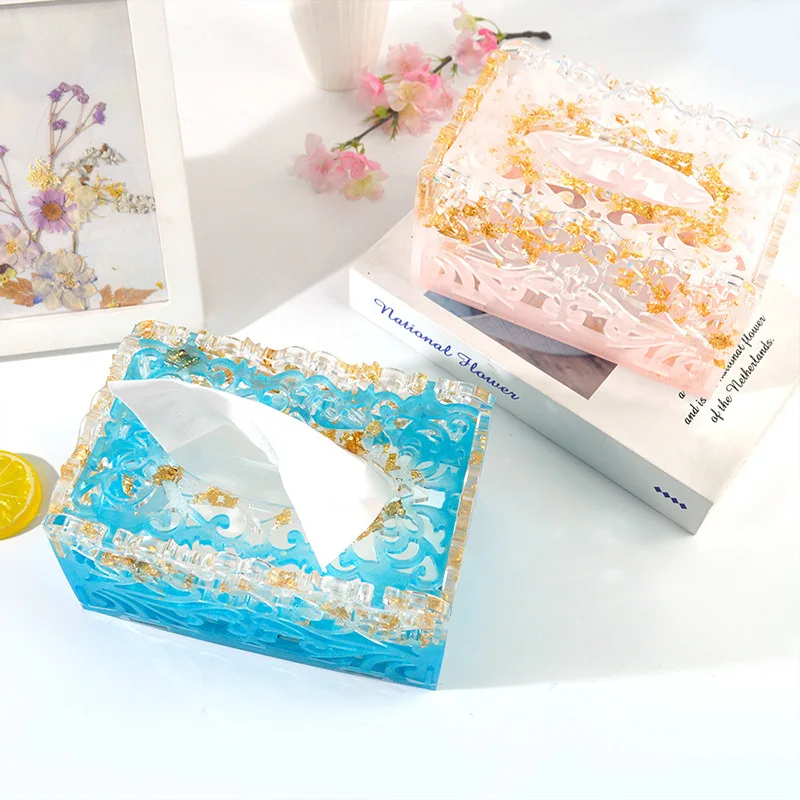 

DM224 6pcs Tissue Box Epoxy Resin Silicone Molds Set Napkin Container DIY Craft Jewelry Trinket Box Molde Para Resina