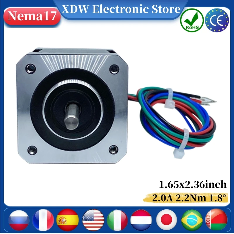

Шаговый двигатель Nema17 2Phases2.0A, 1,8 градусов, нм для экструдера 3D принтера, совместимый с E-axis детской серии и детской