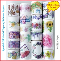 hot selliing floral washi tape plant washi tape flower special oil washi tape w release paper for scrapbooking diy decoration