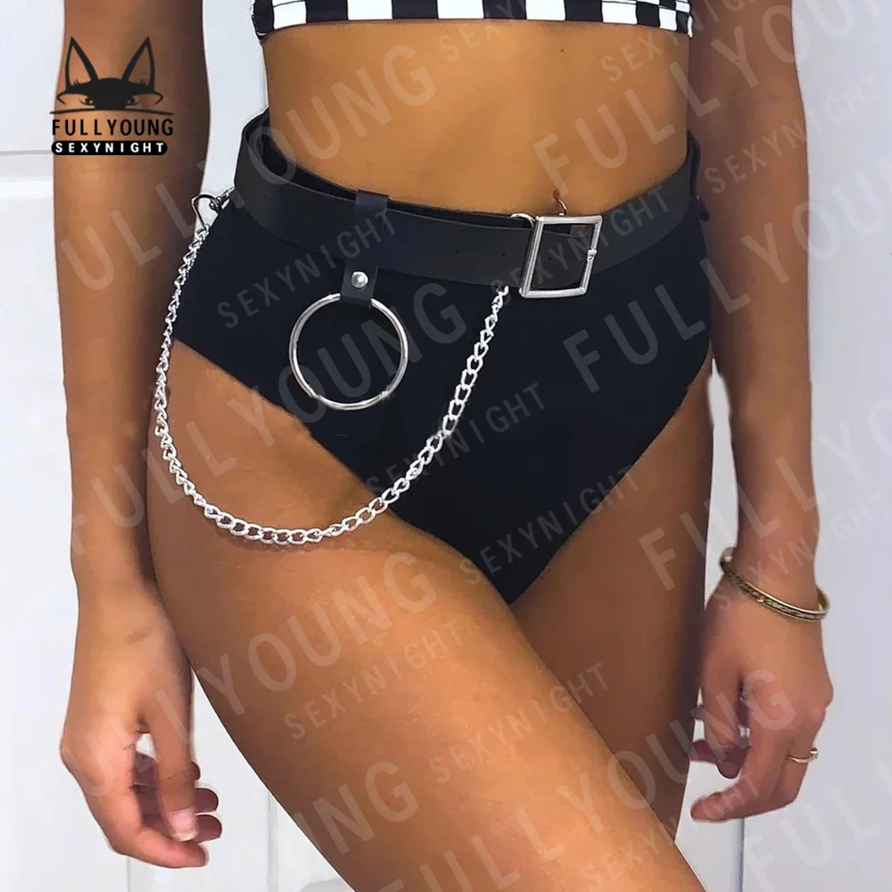 

Модный женский регулируемый сексуальный ремень из искусственной кожи, панк-подвязка, готический стиль цепи с металлическим кольцом, аксесс...