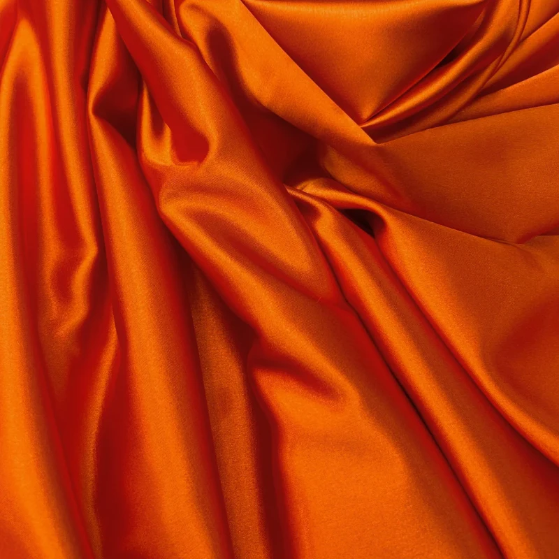Оранжевая шелковистая эластичная атласная ткань для двора шармёз свадебных