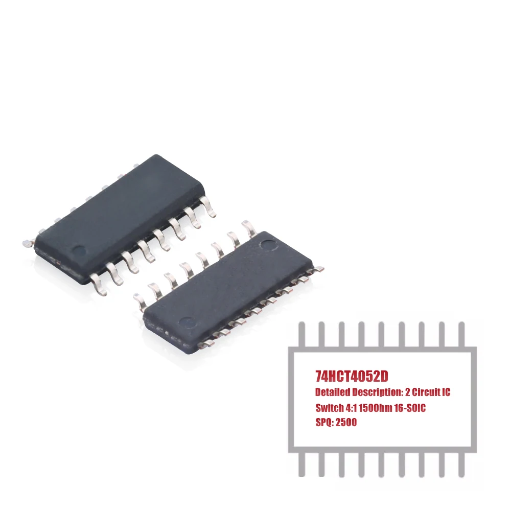 MY GROUP ASIA 2500PCS 74HCT4052D 2 Circuit IC Switch 4:1 150Ohm 16-SOIC in Stock