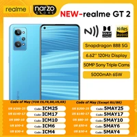 Original realme Smartphone Snapdragon 888 120Hz 6 62 AMOLED Screen 5000mAh Battery 65W Super Charge 50MP Camera OTG