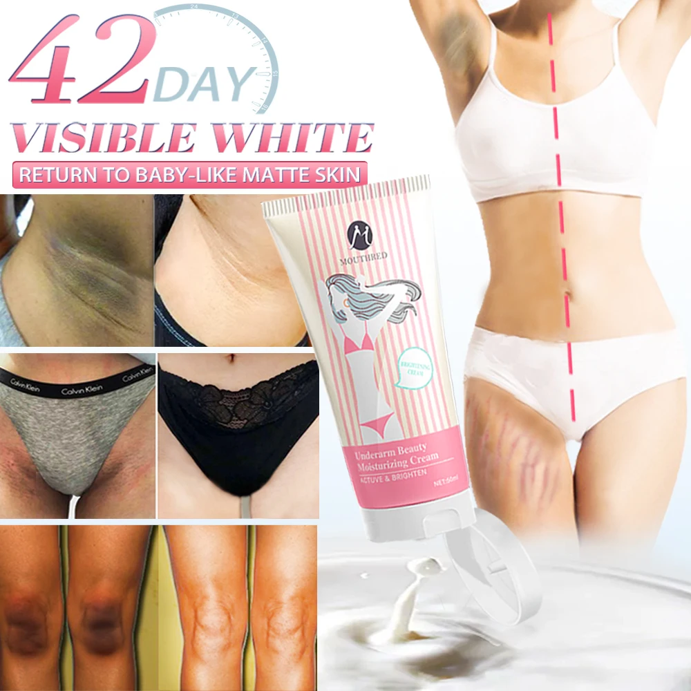 

Mouthred Body Whitening Cream Underarm Knee Inner Thigh Buttocks Private Bleach Pigmentation Improve Dull Nourish Remove Melanin