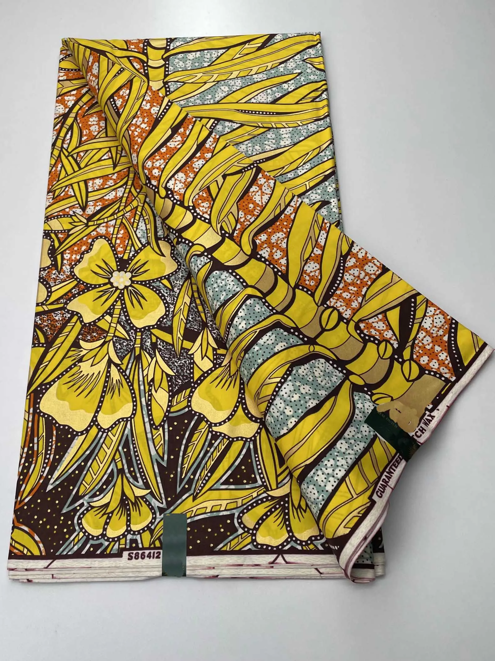 2022 Best One African Veritable Holland Golden Wax Fabric High Quality Nigeria Ankara Printed Materials 6 Yards/Pcs Sewing Dress images - 6