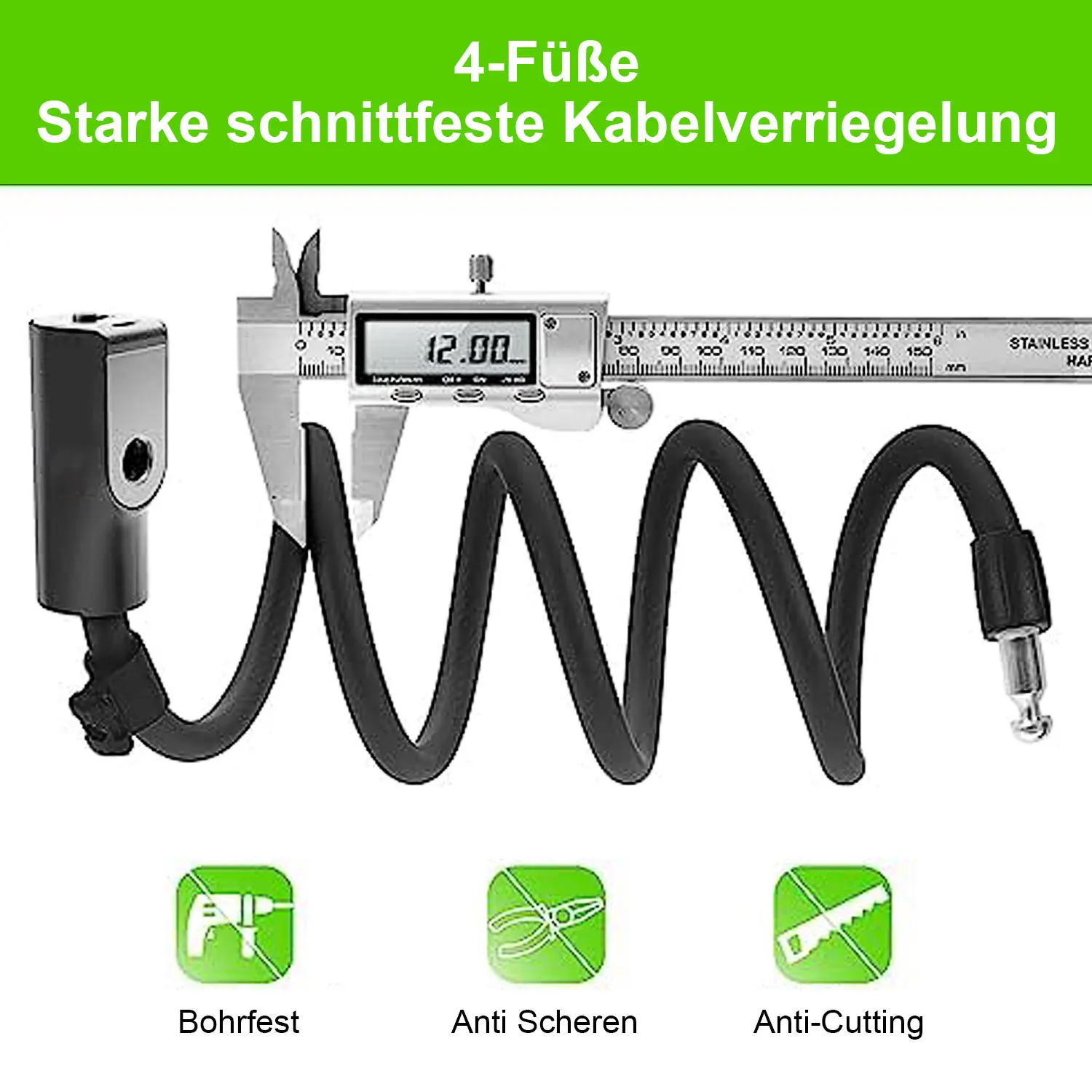 Прочный стальной тросовый велосипедный замок - JTS-K2-Черный с надежной