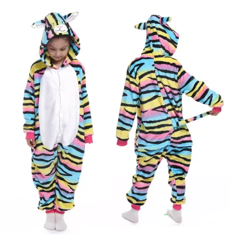 Family Kigurumi Pajamas 3 Colors Cat Animal Onesie Cosplay Costume Pajamas For Kids and Adults