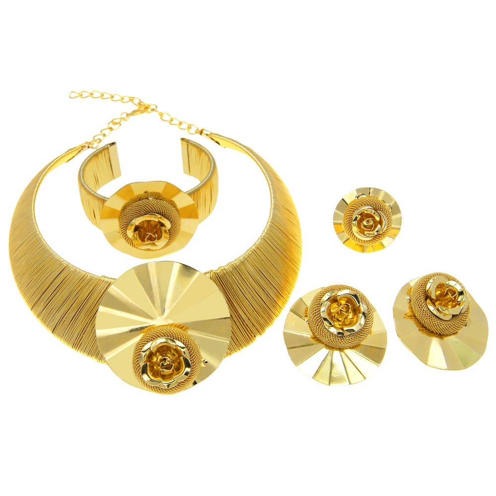 Jewelry Set For Women Brazilian Gold Colour Original Edition Design Luxury Necklace Bracelet 2022 Fashion Trends H30003