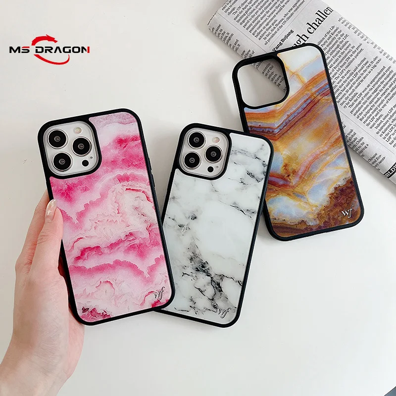 

Wildflower Marble Phone Case For iPhone 13 Pro Max Cover Or 11 12Pro XSMax 7 8 Plus Stylish Colorful Marble-Textured Shock-proof