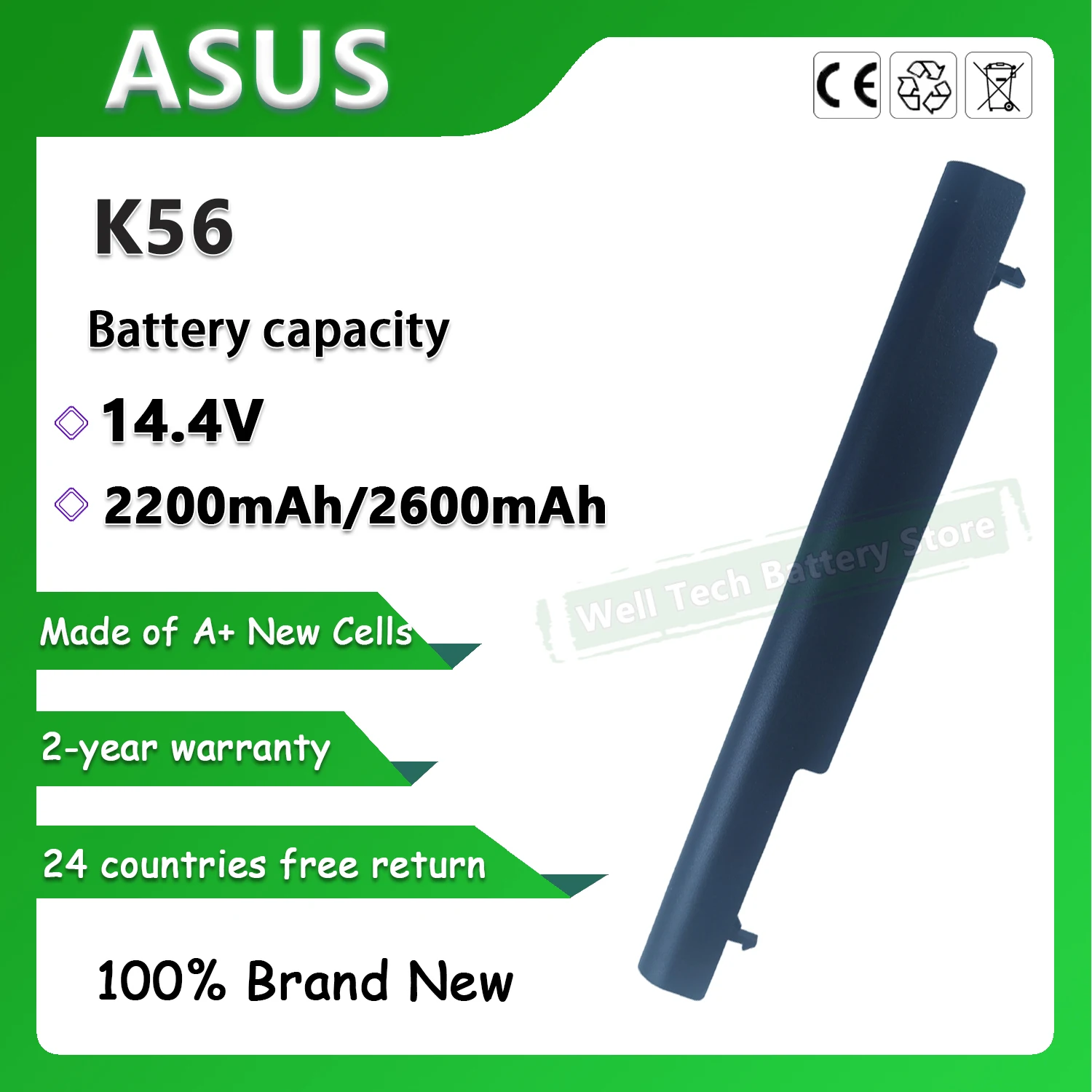 K56 Аккумулятор для ноутбука ASUS A46 Ultrabook A46C A46CA A46CB A46CM A46V A56 A56C A56CA A56CB A56CM A56V Series