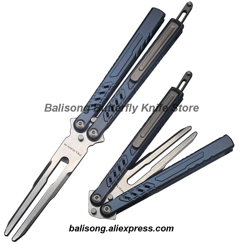 Maxace Balisong Butterfly Knife Pelican M Titanium Handle M390 Blade 440c Trainer Smooth Flipping Outdoor Safe EDC Tools