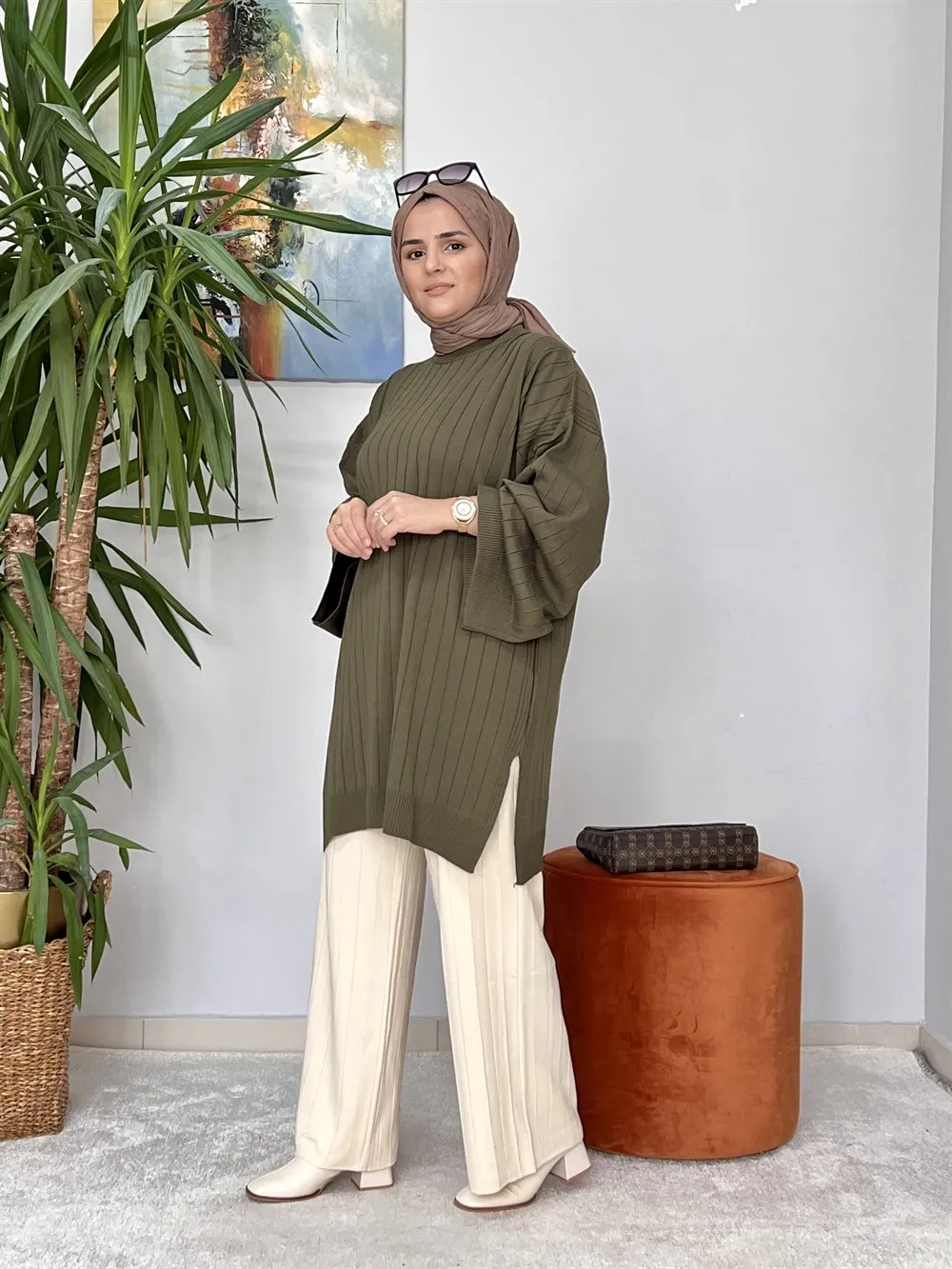 

Women Knitwear Suit winter New season Knitwear kışlık suit Muslim fashion temporary shed sleeve big size Islamic fashion stylish winter suit