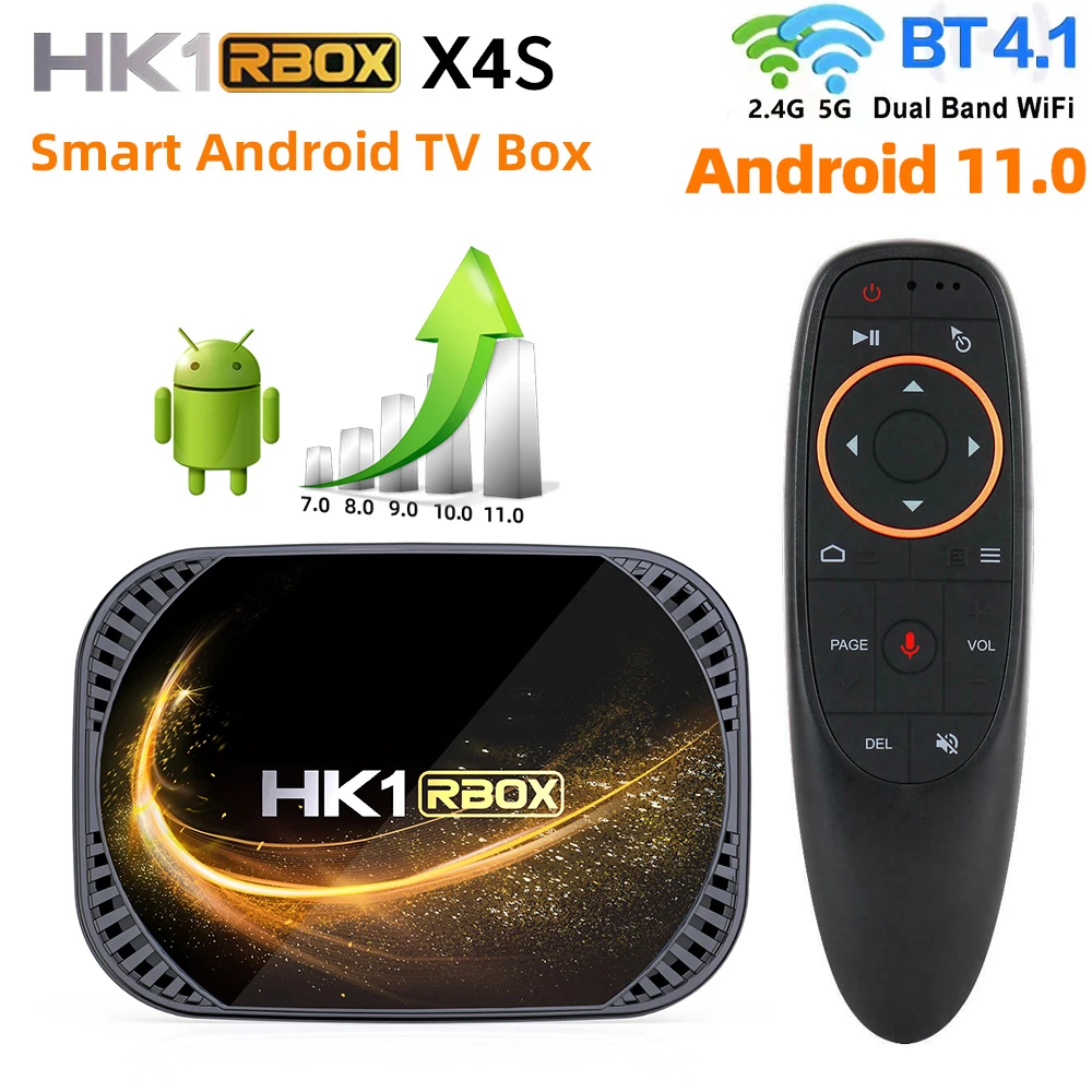 

HK1 RBOX X4 Android 11.0 Amlogic S905X4 Smart TV BOX 8K 4G 32/ 64/128GB 3D Wifi 2.4G&5G Support Google Player Set Top IP TV Box