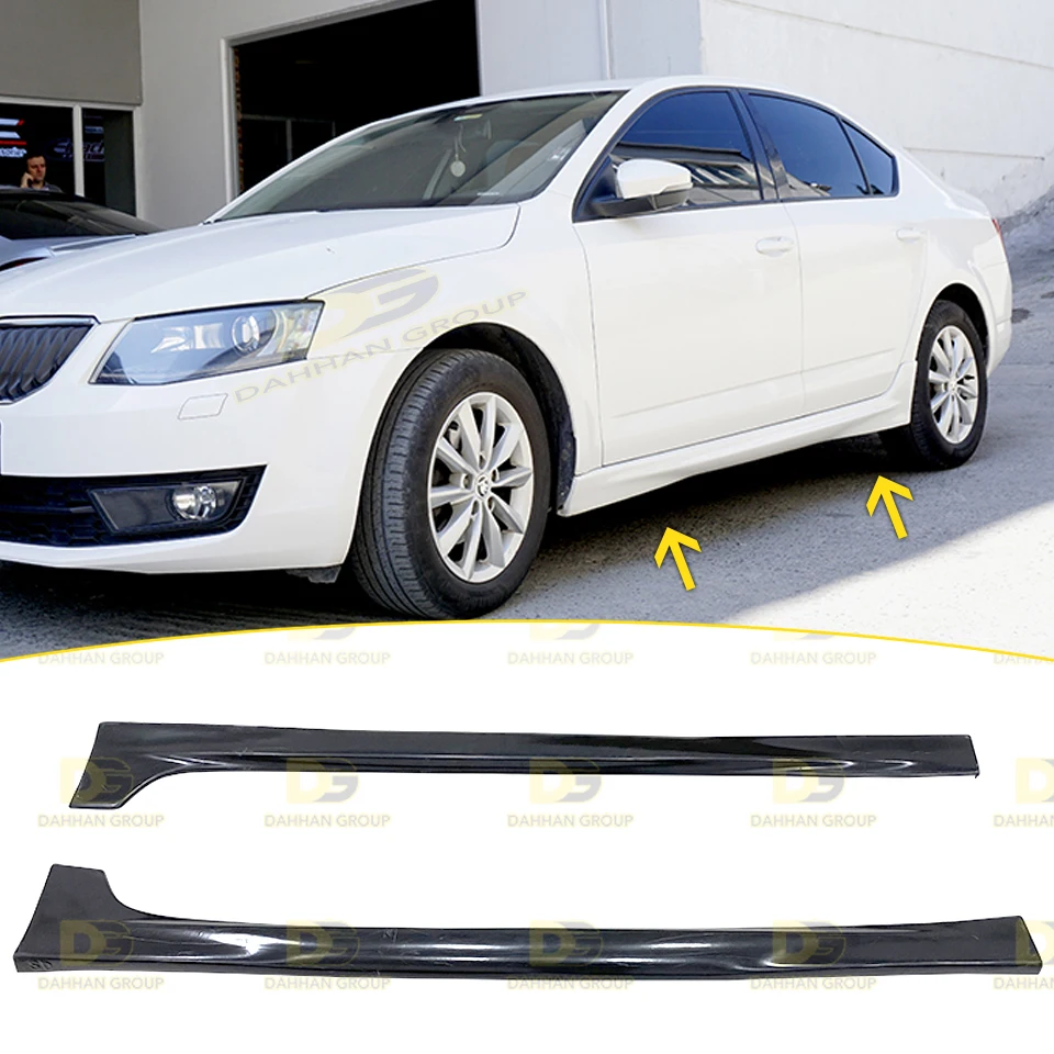 Skoda Octavia MK3 2012 - 2020 RS Style Side Skirts Blade Extension Left and Right Raw or Painted Surface Plastic Set VRS Kit