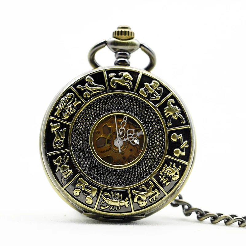

Roma Amber Dial Pendant Watch Chain Steampunk Mechanical Hand-winding Mens Pocket Watch For Men Women
