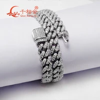 bracelet 6mm width sterling silver cuban chain moissanite diamond hip hop style iced out 925 silver miami cuban link chain