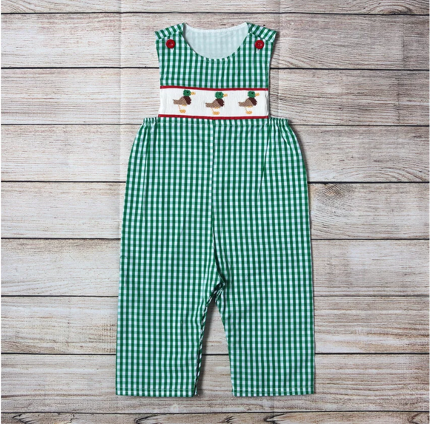 

Summer Smock Baby Boy Clothes Set Three Wild Bird Embroidery Kid Bubble Fashion Cyan Children Outfit Loungewear One Piece Romper