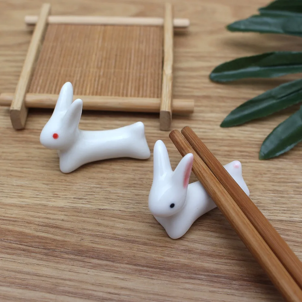 

Chinese Ceramic Tableware Chopsticks Rest Cute Rabbit Chopsticks Holders Creative Sticks Stand Kitchen Accessories Sushi 2022